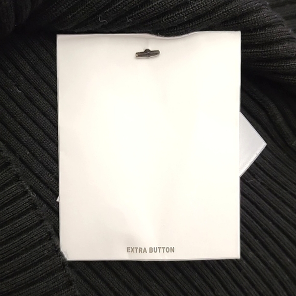 DKNY Women's Black Ribbed Knit Short Sleeve Collar Top Size Large - Picture 6 of 10